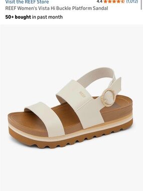 Reef Cream and Tan Platform Buckle Sandal